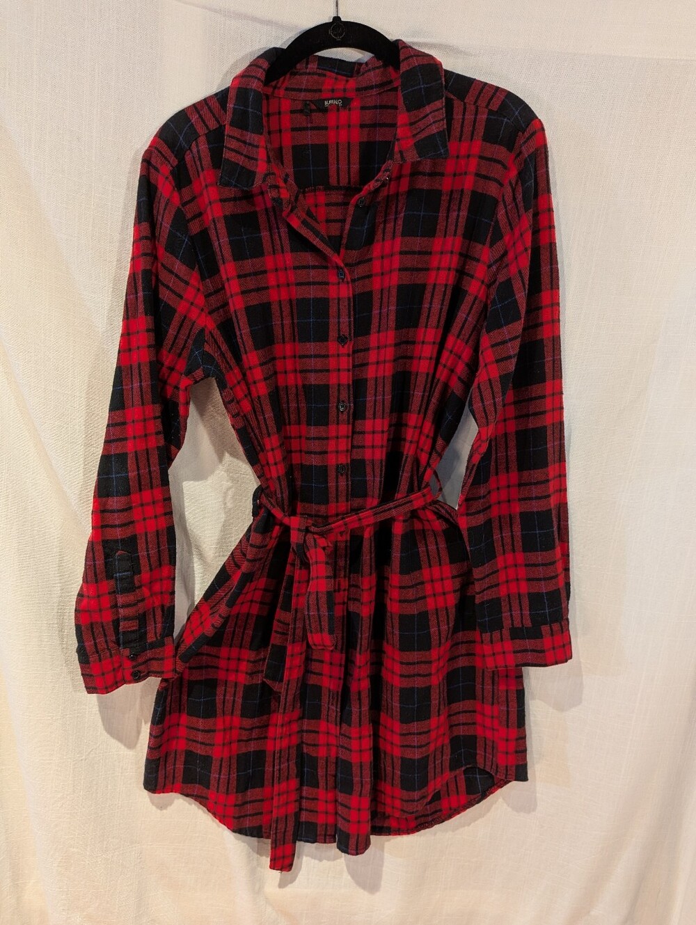 Plaid Cotton Flannel Shirt Dress